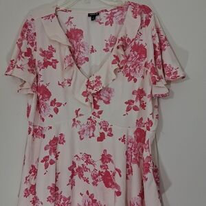 Torrid White and Pink Ruffled Sailor Collar Blouse